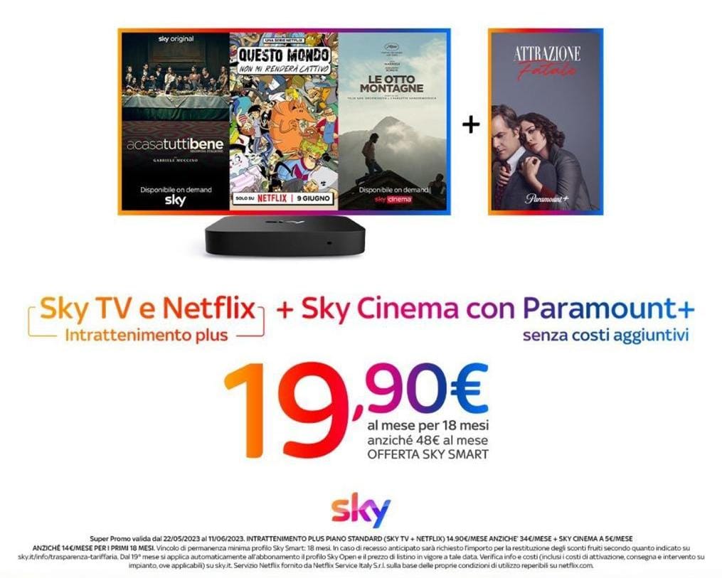 Sky tv + Netflix + cinema + paramount plus